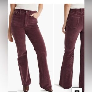 Madewell The Perfect Corduroy Flare Pants 30P in Vintage Mulberry